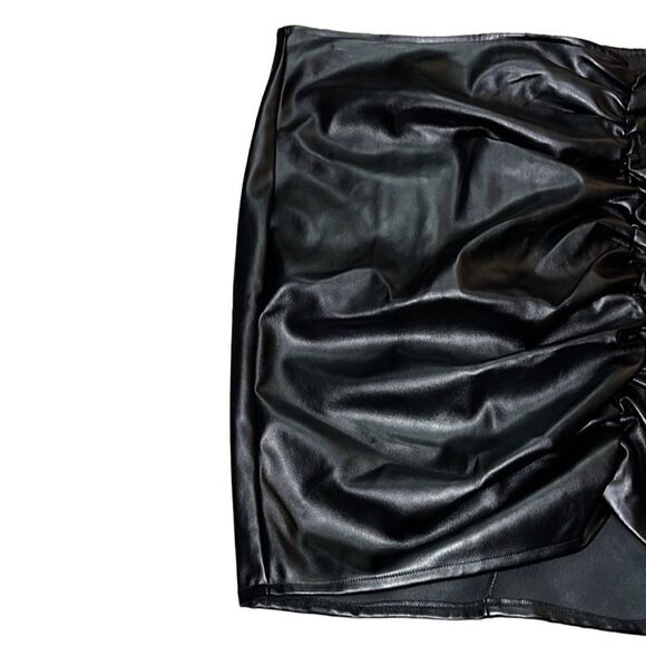 FTF Faux Leather Ruched Skirt - Picture 7 of 14
